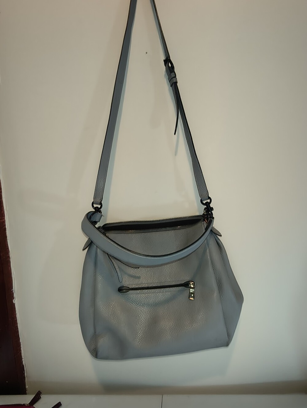 Coach Gray Pebble Leather Shoulder Bag